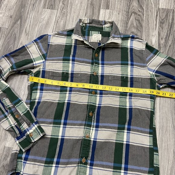J. CREW Slim Fit Button Down Blue, Gray & Green Plaid Flannel Shirt Men's Size M - Picture 5 of 7